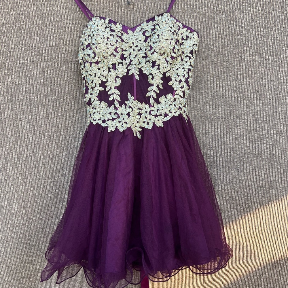 Blondie Nites Prom Y2K style women’s Sz 9 Dress Purple Gold with Stones